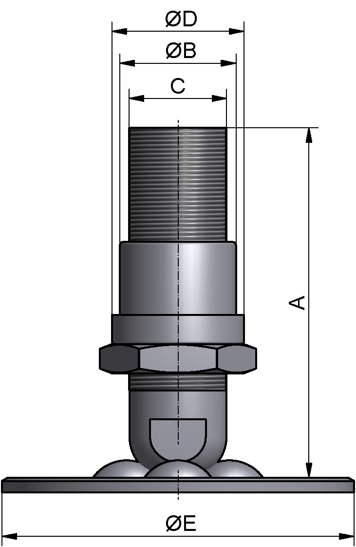 KALOTTENFUß KPL. G1" 304 POL