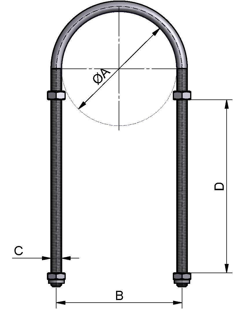 ROHRSPANNBÜGEL 100 KPL. DN40 304 POL LANG