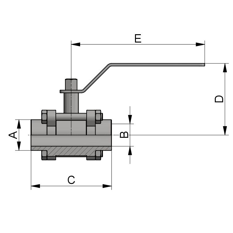 3-TLG. KUGELHAHN S-S 2" 316 FREIER DURCHGANG