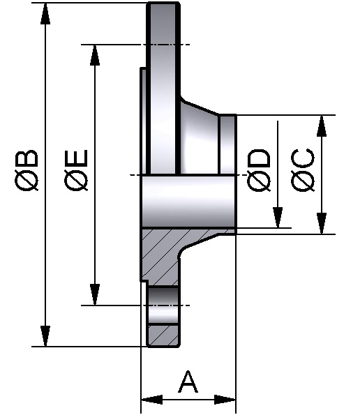 V-FLANSCH EN1092-1/11B1 DN200 316L BL PN16 204x2,0 ADW2 AD2000-W2/W9/W10