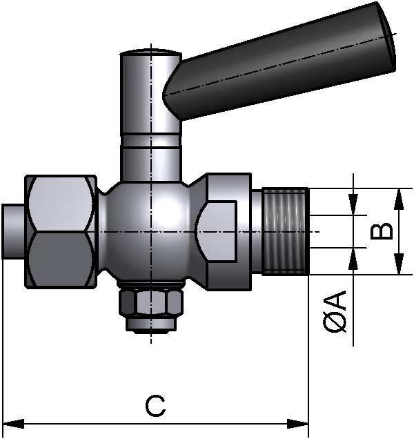 ABLASSHAHN MUFFE G1/4" 316L BL G=ROHRGEWINDE ISO228-1