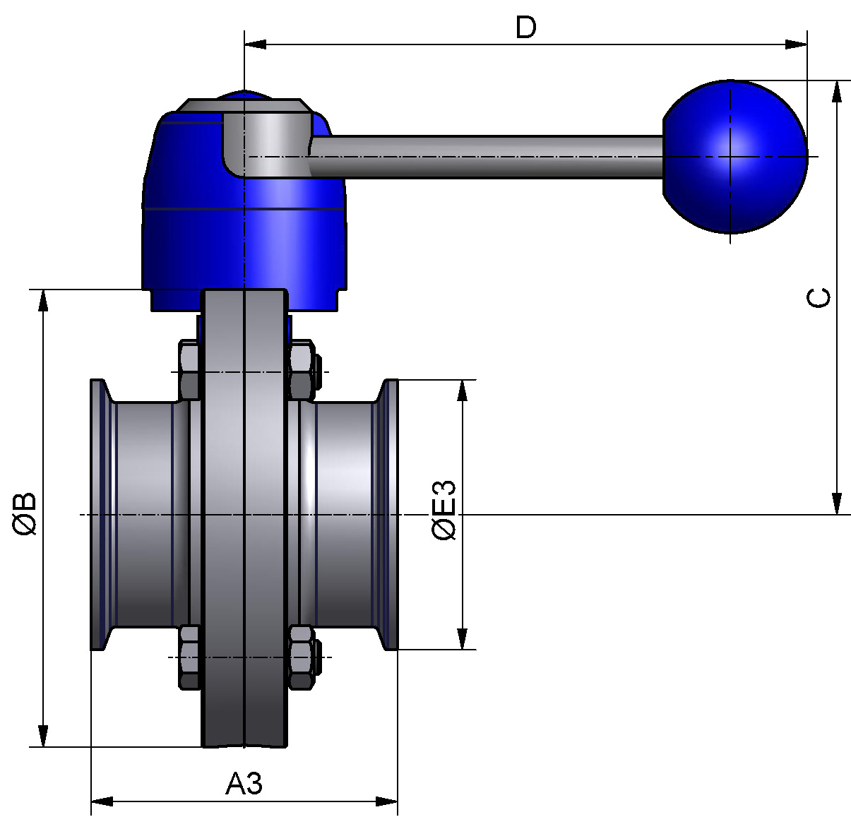SCHEIBENVENTIL SV04 CC DN20 304 BL HB04 FKM ATEX