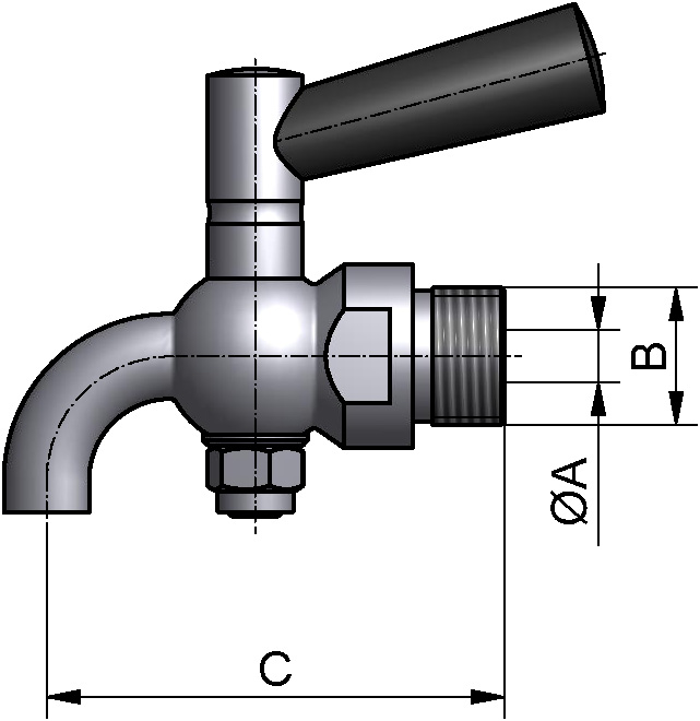 ABLASSHAHN G1/4" 316L BL G=ROHRGEWINDE ISO228-1