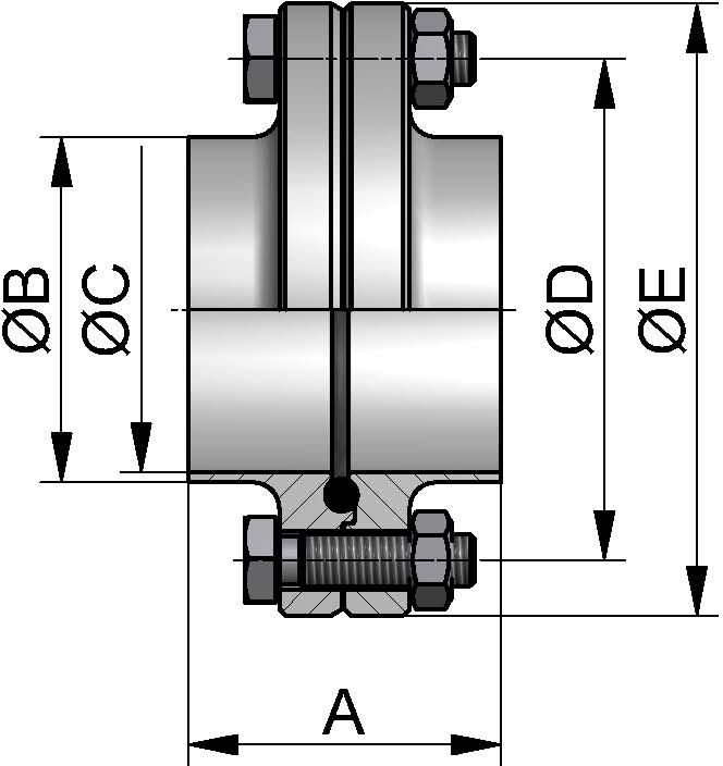 HyCom1-FLANSCHVERB. 0,5" 1.4307 Ra0,8-H3 DIN11853F EPDM WIRD IN EINZELTEILEN GELIEFERT
