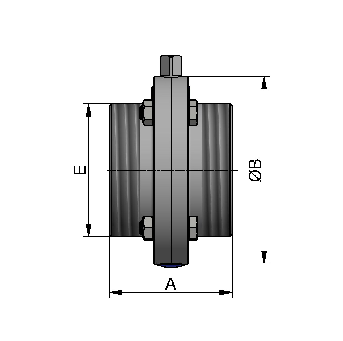 SCHEIBENVENTIL SV04 GG 2" 304 BL OHNE HB EPDM
