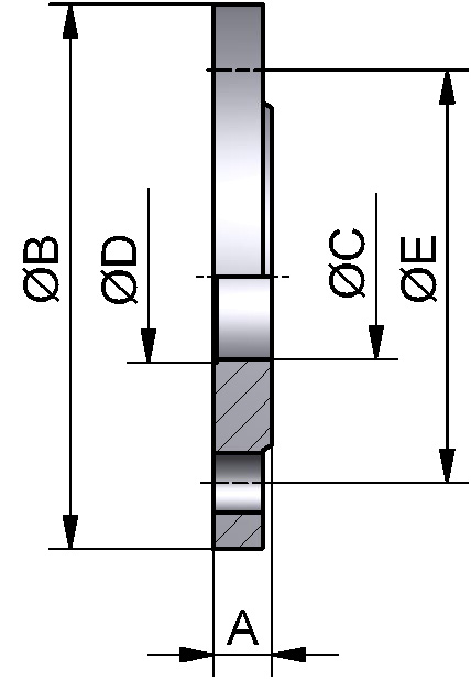 GLATTER FLANSCH DN32/35,2 316L BL PN10