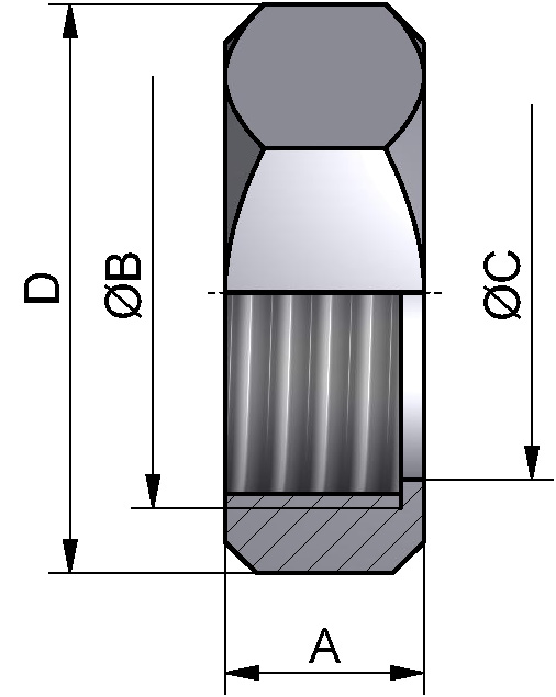 IDF SECHSKANTMUTTER 3" 304 BL