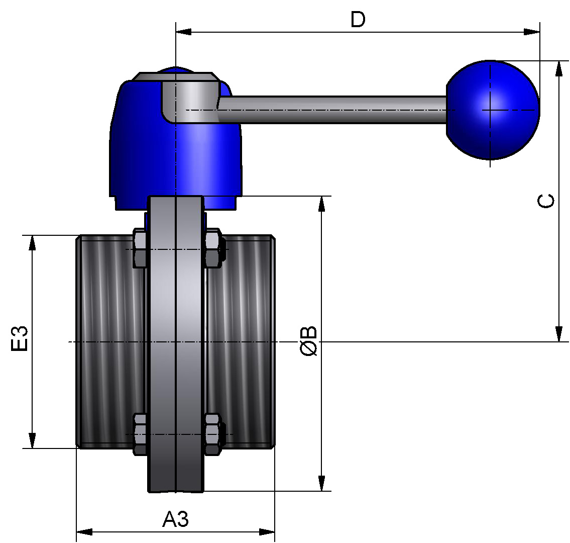 SCHEIBENVENTIL SV04 GG 2" 316L BL HB04 VMQ