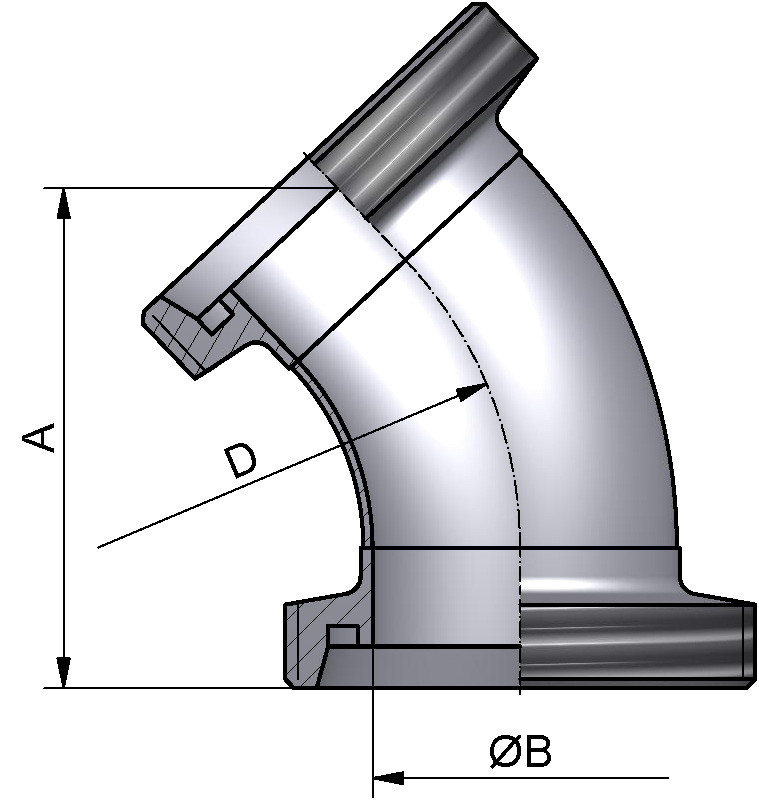 BOGEN 45 GG DN50 316L POL