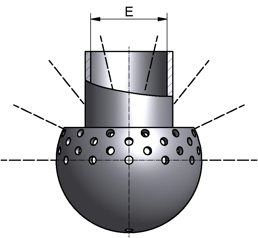 SPRÜHKOPF 180 OBEN G2" DN50 316L 10,0 M