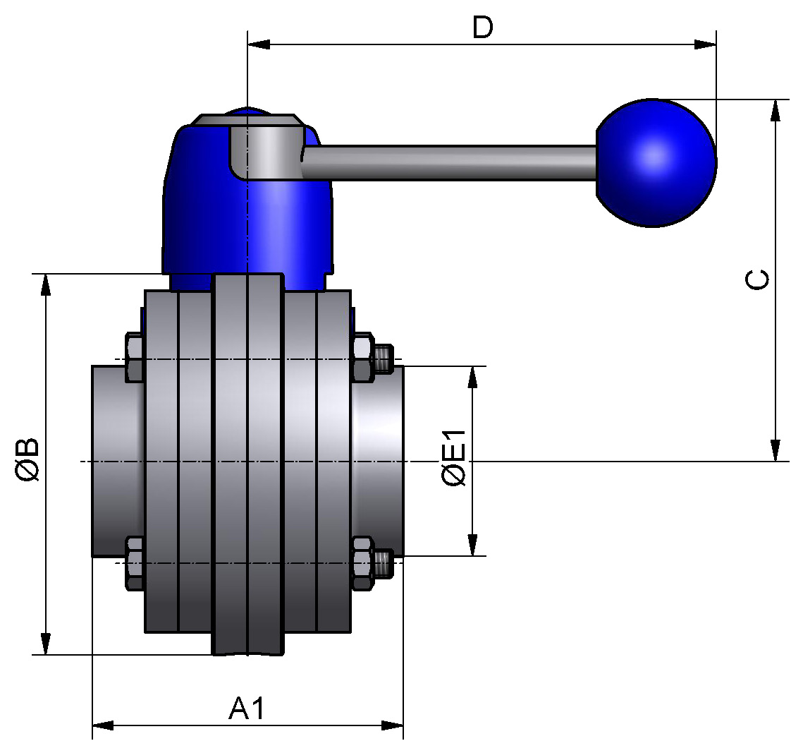SCHEIBENVENTIL SV04 ZF DN25 316L BL HB04 VMQ