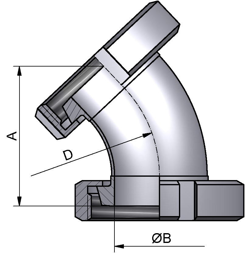 BOGEN 45 KK DN65 304L POL MIT NUTM.