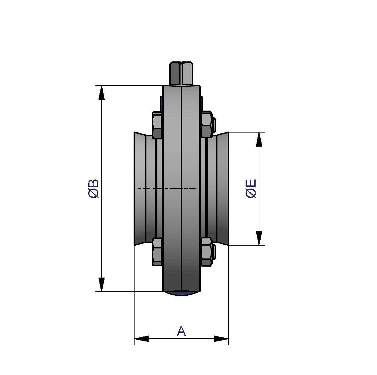 SCHEIBENVENTIL SV04 SS 76,1 304 BL OHNE HB EPDM