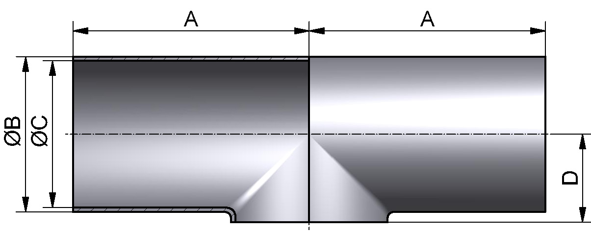 HyCom1-T-STÜCK KURZ DN15 1.4404 Ra0,8-H3 DIN11865-TK-A