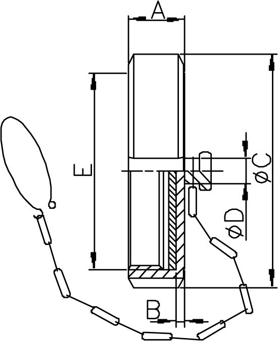 BLINDMUTTER DN10/17,2 304 BL NBR FDA MIT KETTE UND DICHTUNG