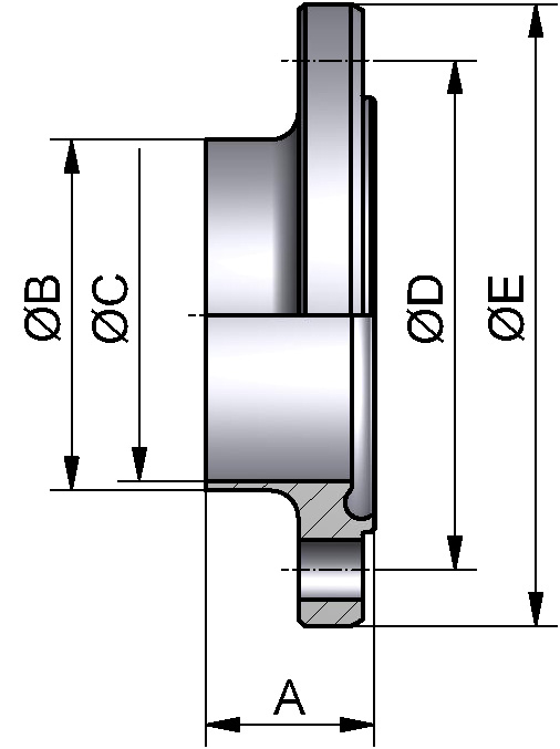 HyCom1-NUTFLANSCH DN150 1.4404 Ra0,8-H3 DIN11853-NF