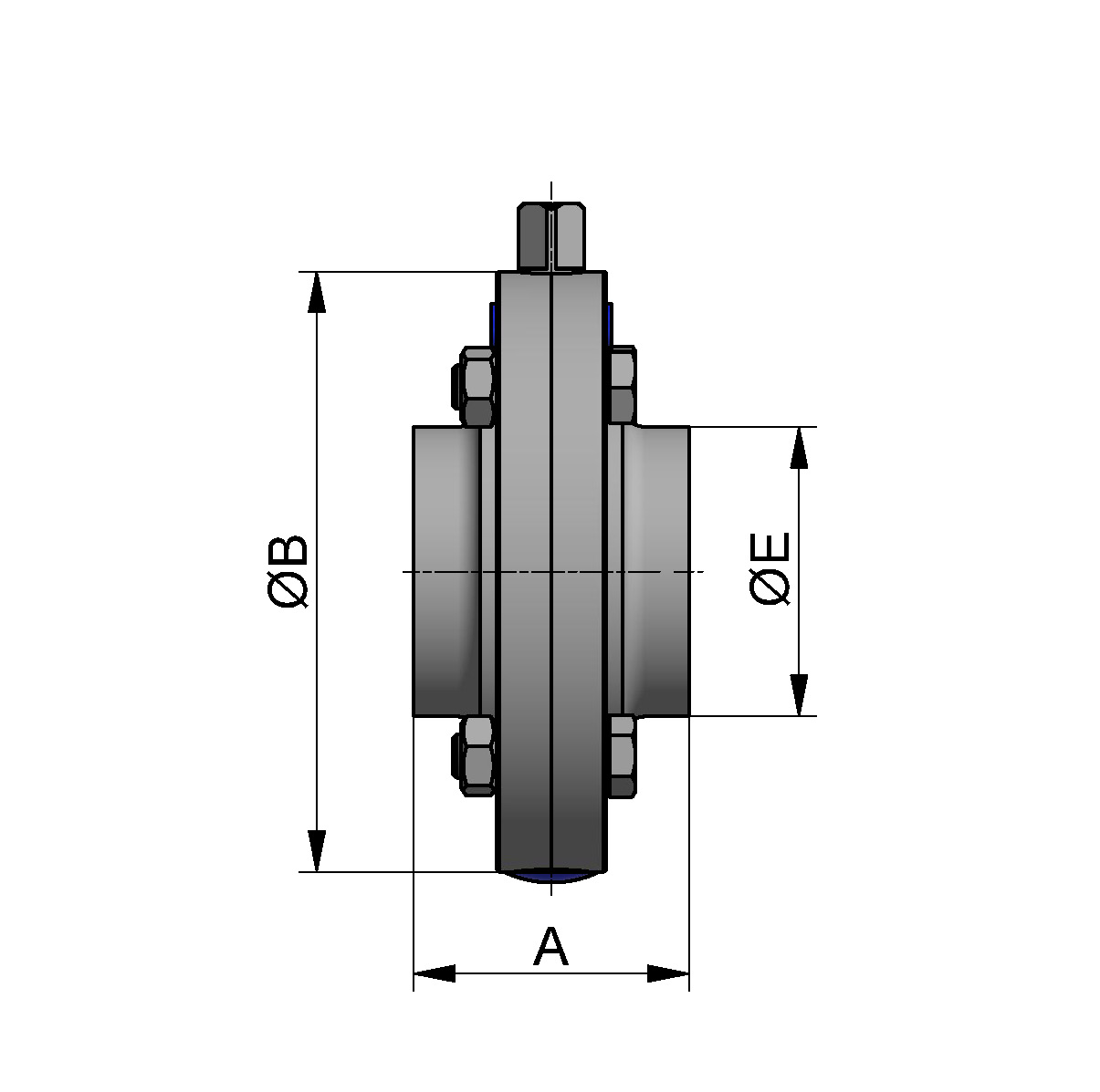 SCHEIBENVENTIL SV04 SS DN50 304 BL OHNE HB EPDM