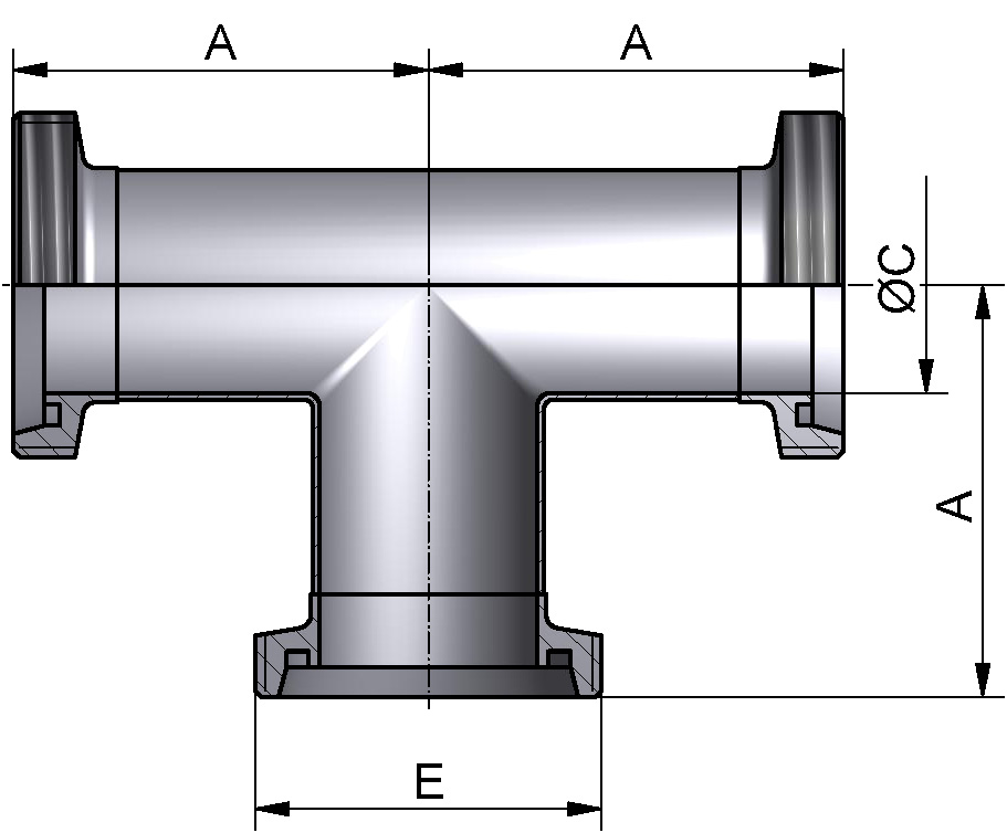 T-STÜCK GGG DN50 316L POL