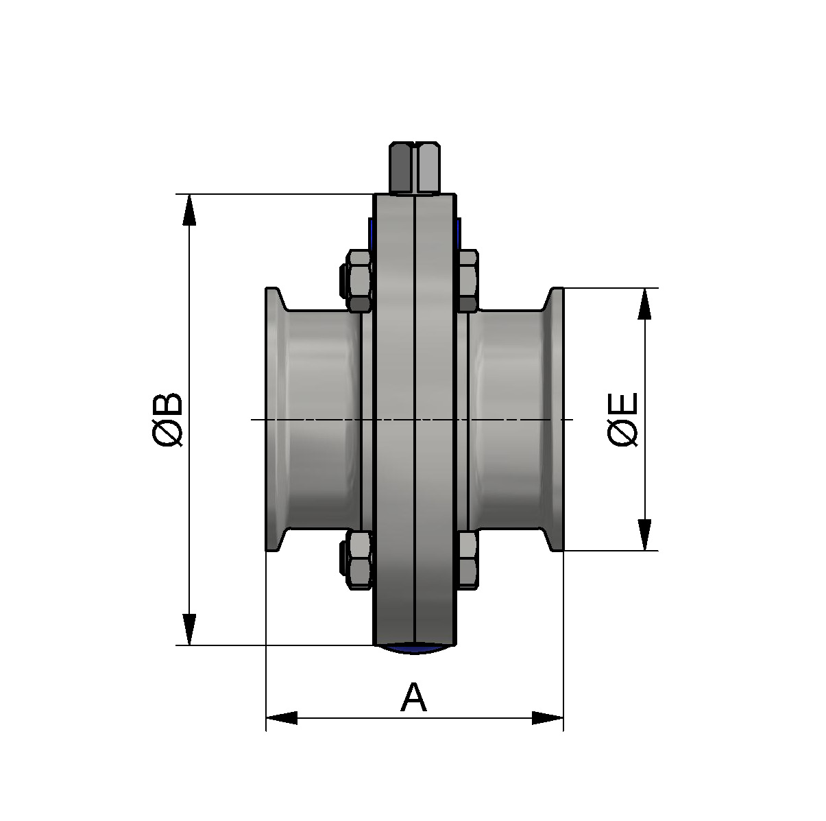 SCHEIBENVENTIL SV04 CC DN80 304 BL OHNE HB EPDM
