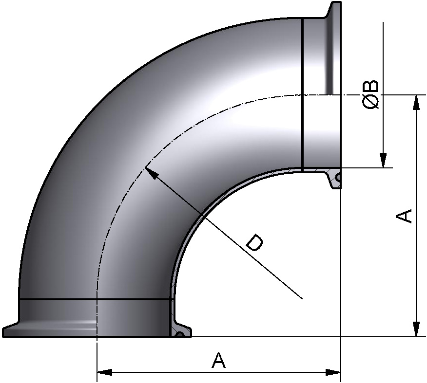 BOGEN 90 CC 4" 304L POL