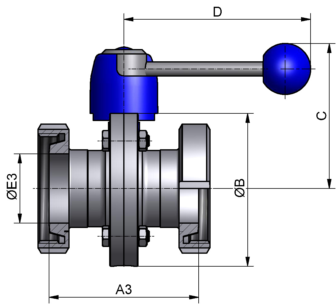 SCHEIBENVENTIL SV04 KK DN32 304 BL HB04 EPDM
