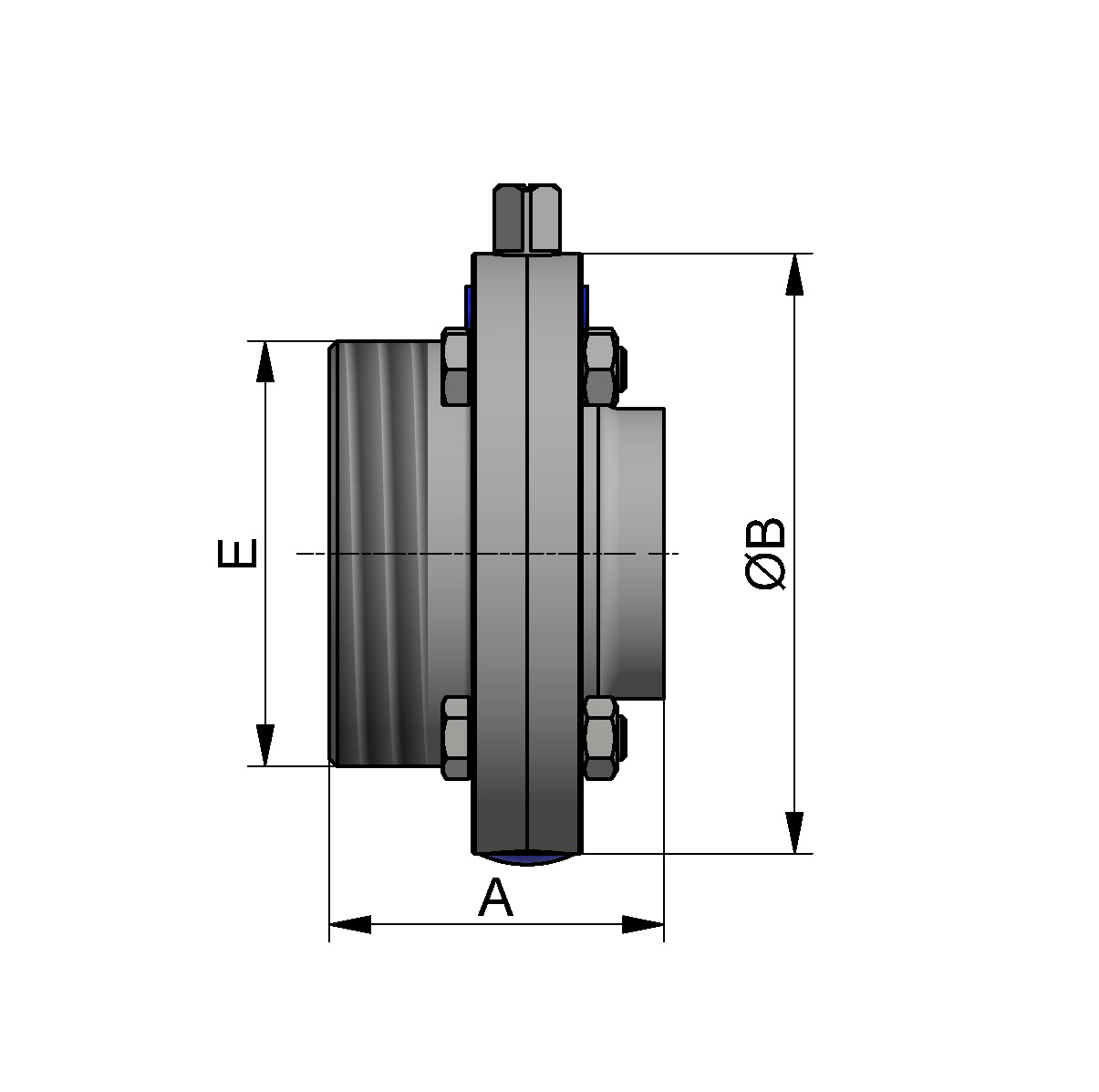 SCHEIBENVENTIL SV04 GS DN50 304 BL OHNE HB EPDM