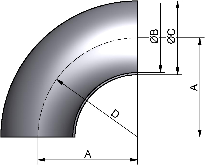 BOGEN EN10374-BS-90 DN125 316L U MB 129x2,0