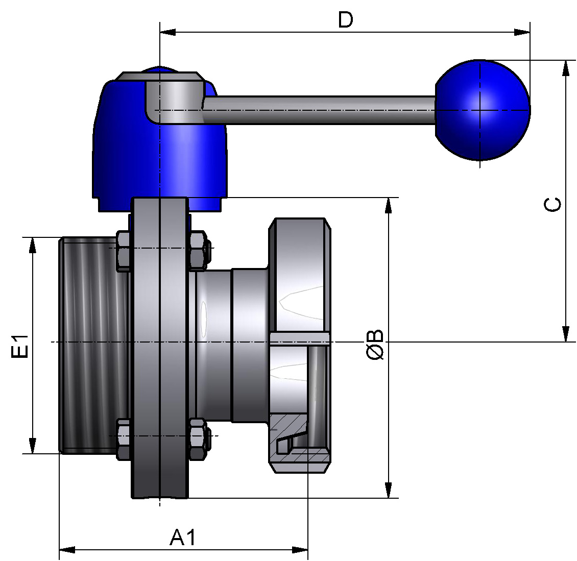 SCHEIBENVENTIL SV04 GK 2" 316L BL HB04 VMQ