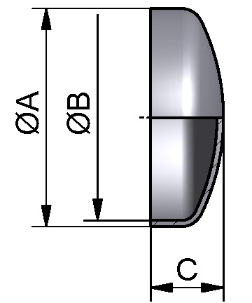 GEWÖLBTER BODEN 40x1,5 DN 40 316L/316Ti POL.